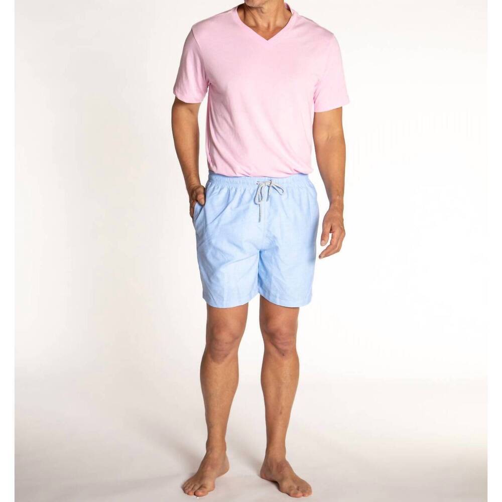 NEW MICHAEL'S SWIMWEAR solid linen cyclist liner swim trunks in sky